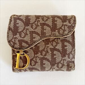DIOR Trotter Canvas Leather Bi-fold Compact Wallet